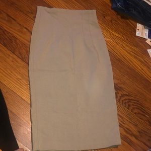 High waist beige skirt knee length